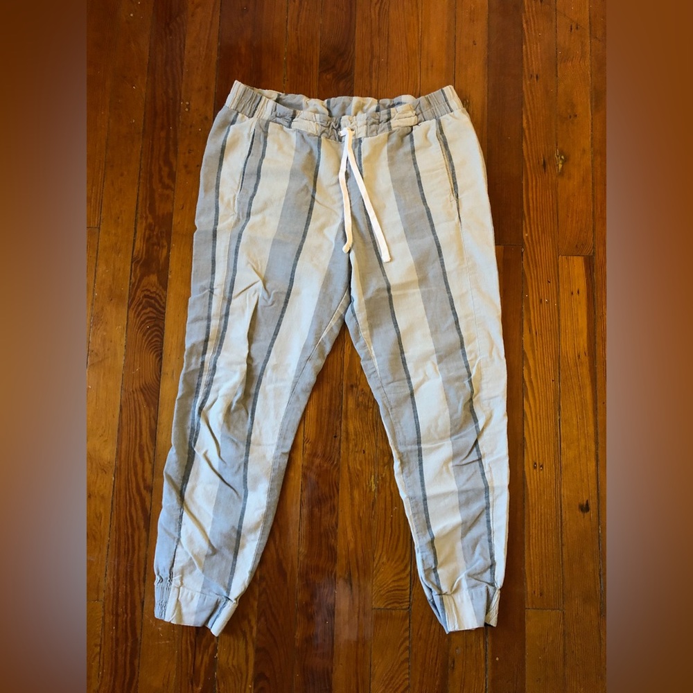 Striped Joggers Hurley Size Med 100% Cotton women’s blue cream gray lightweight
